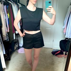 Black Shoulder Padded Moto Tank